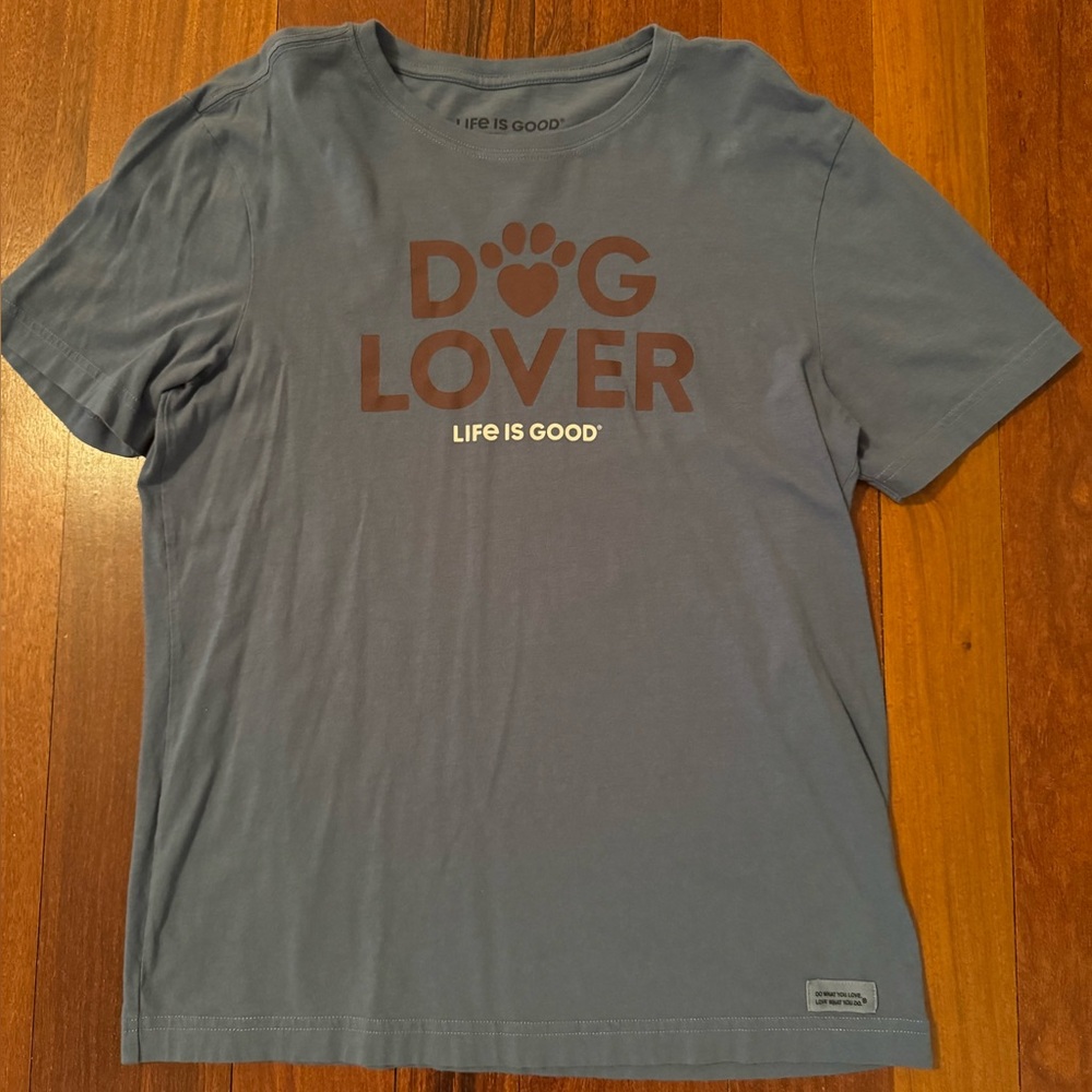 Life Is Good Dog Lover Tee - Slate Blue